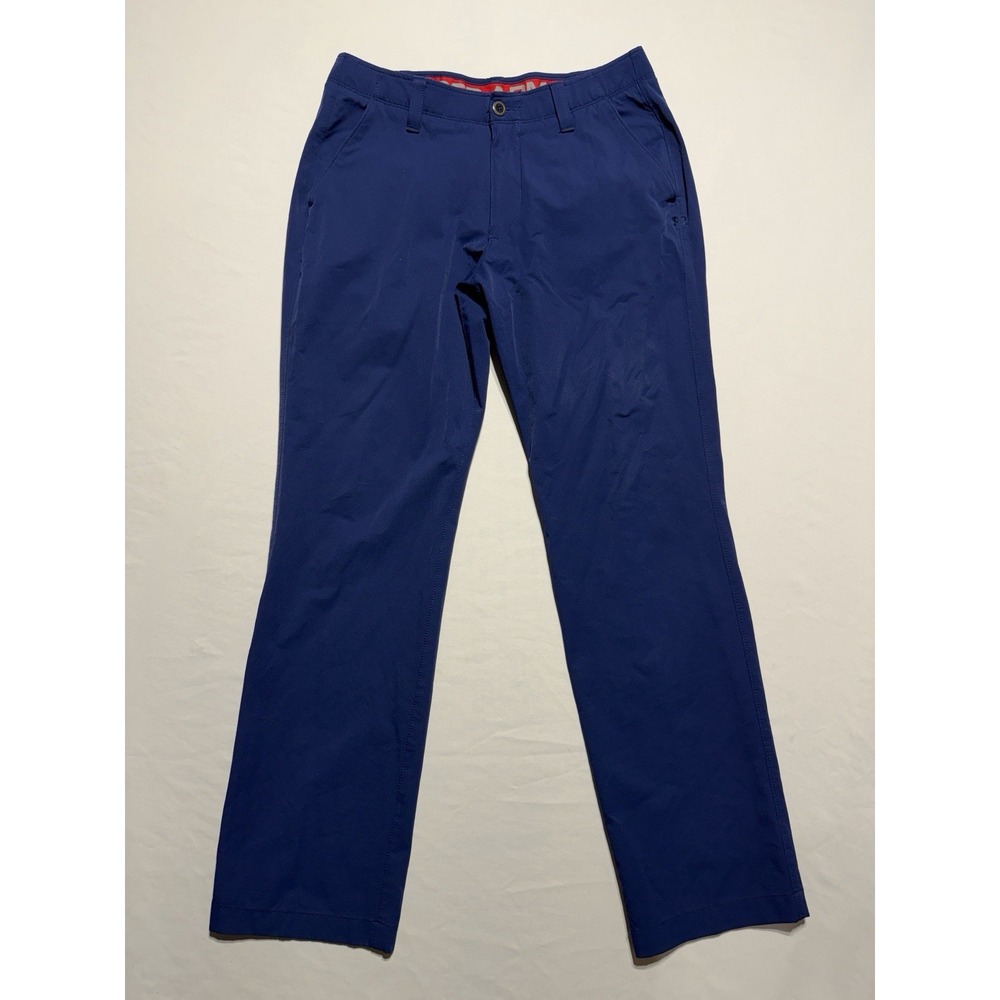 Under Armour Golf Pants 34x31 Blue Stretch Performance Flat Front Mens